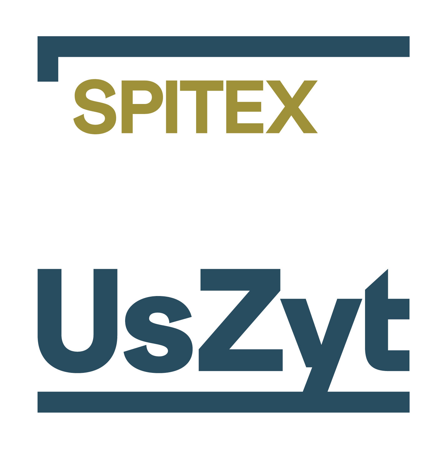 Quadratisches Logo der Spitex Uszyt in Braun, Blau und weiss